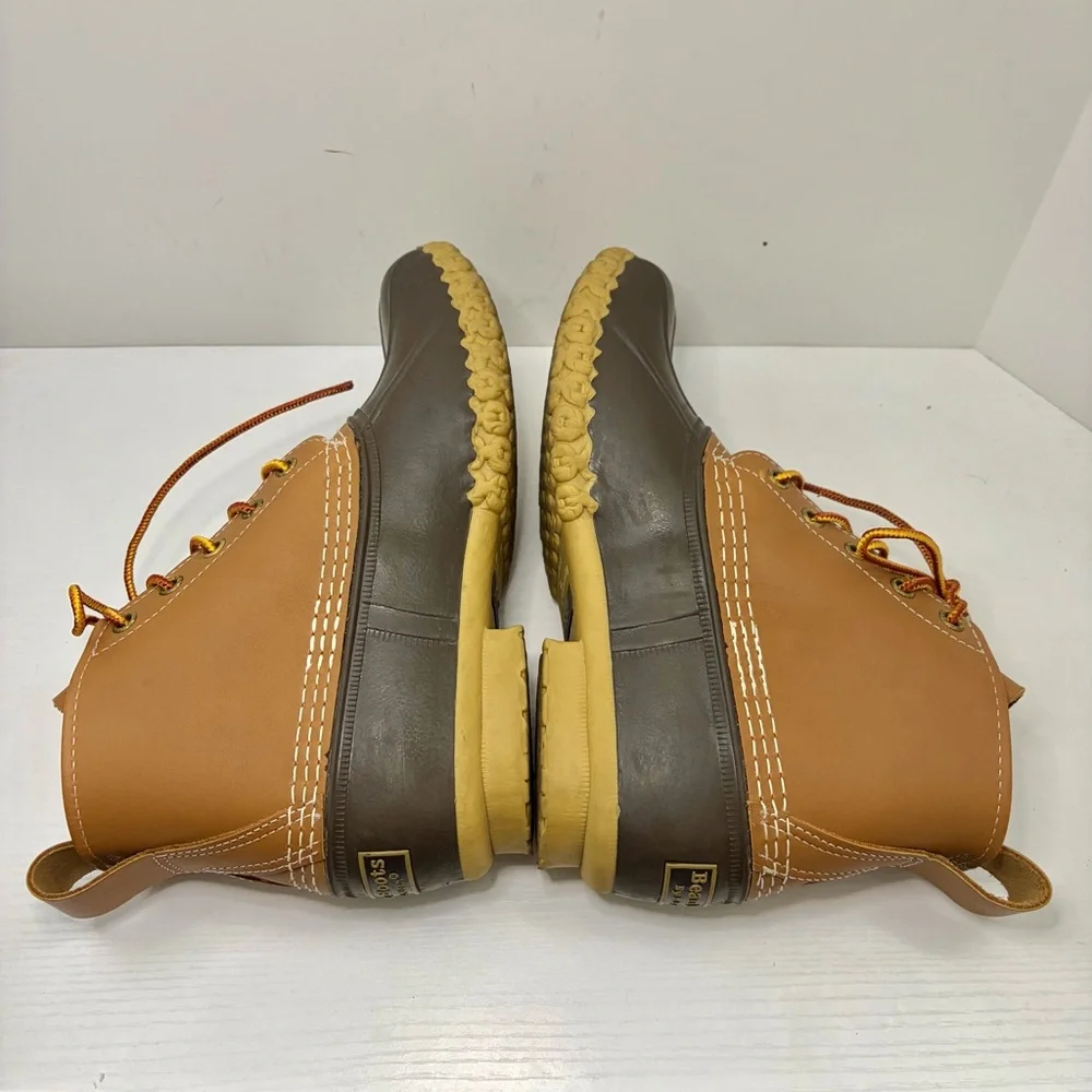 L.L. Bean Classic Bean Boot Tan Leather Brown Lace Up Waterproof Boots Size 7